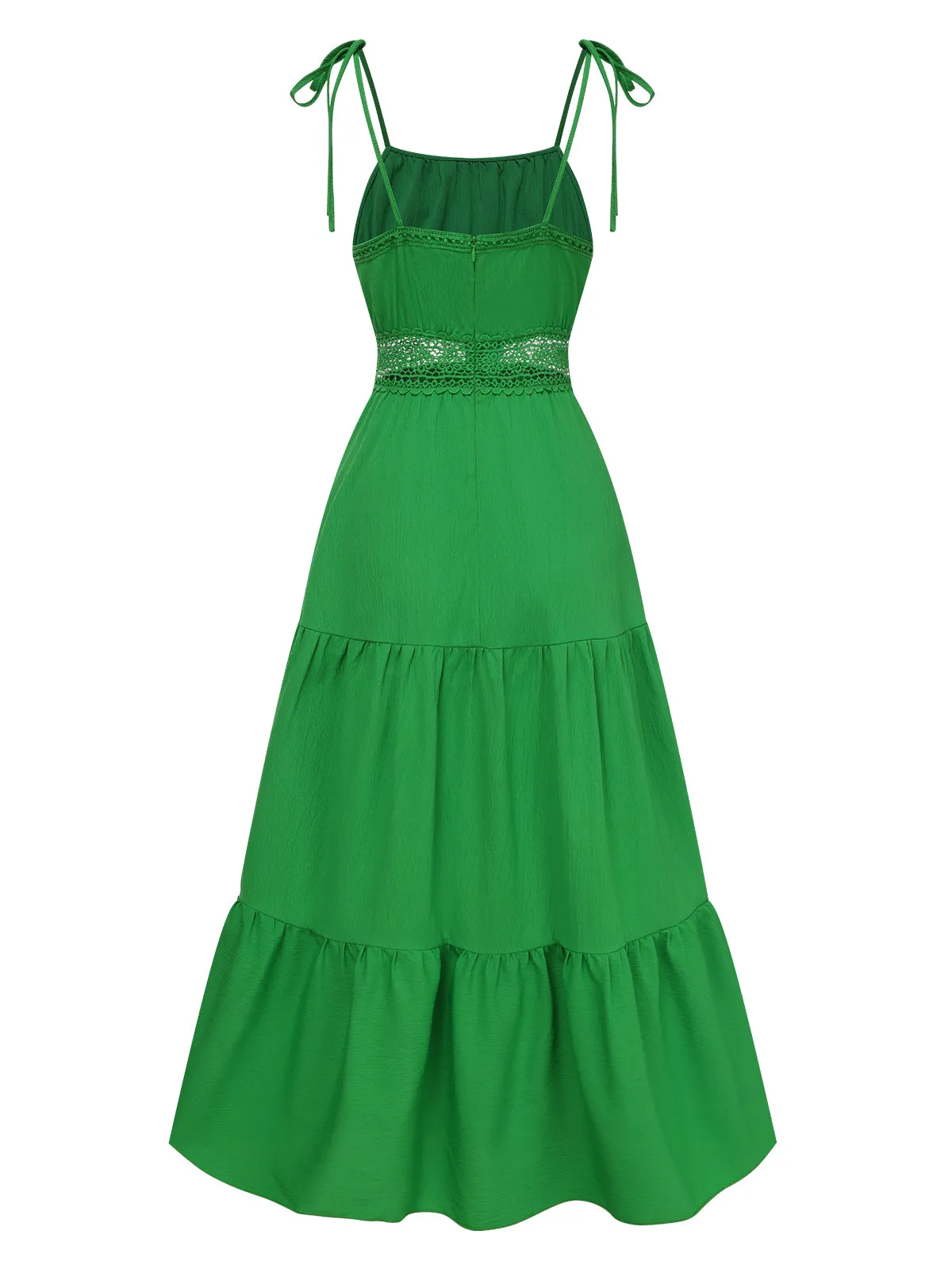 1970s Solid Straps Ruffles Patchwork Dress sold by Retro Stage product image thumbnail 2