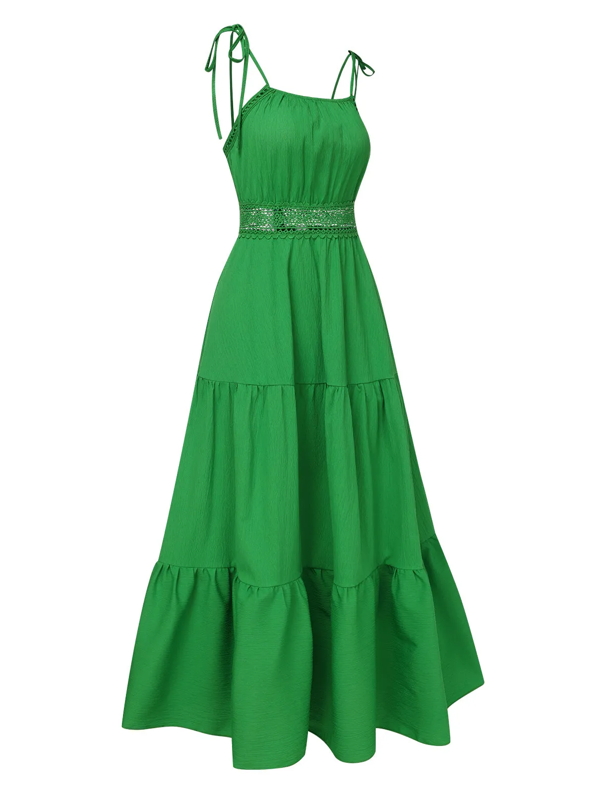 1970s Solid Straps Ruffles Patchwork Dress sold by Retro Stage product image thumbnail 3