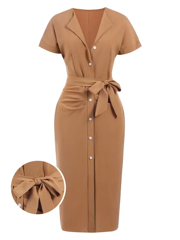 1960s Solid Lace-Up Pencil Dress sold by Retro Stage