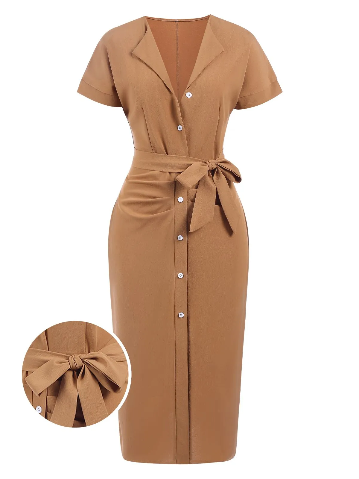 1960s Solid Lace-Up Pencil Dress sold by Retro Stage