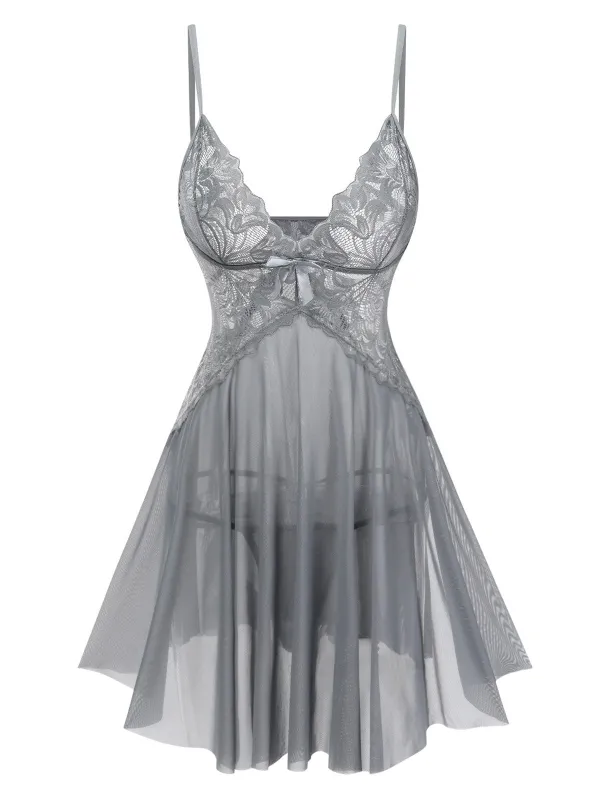 1940s Lace Suspender Sheer Nightgown sold by Retro Stage