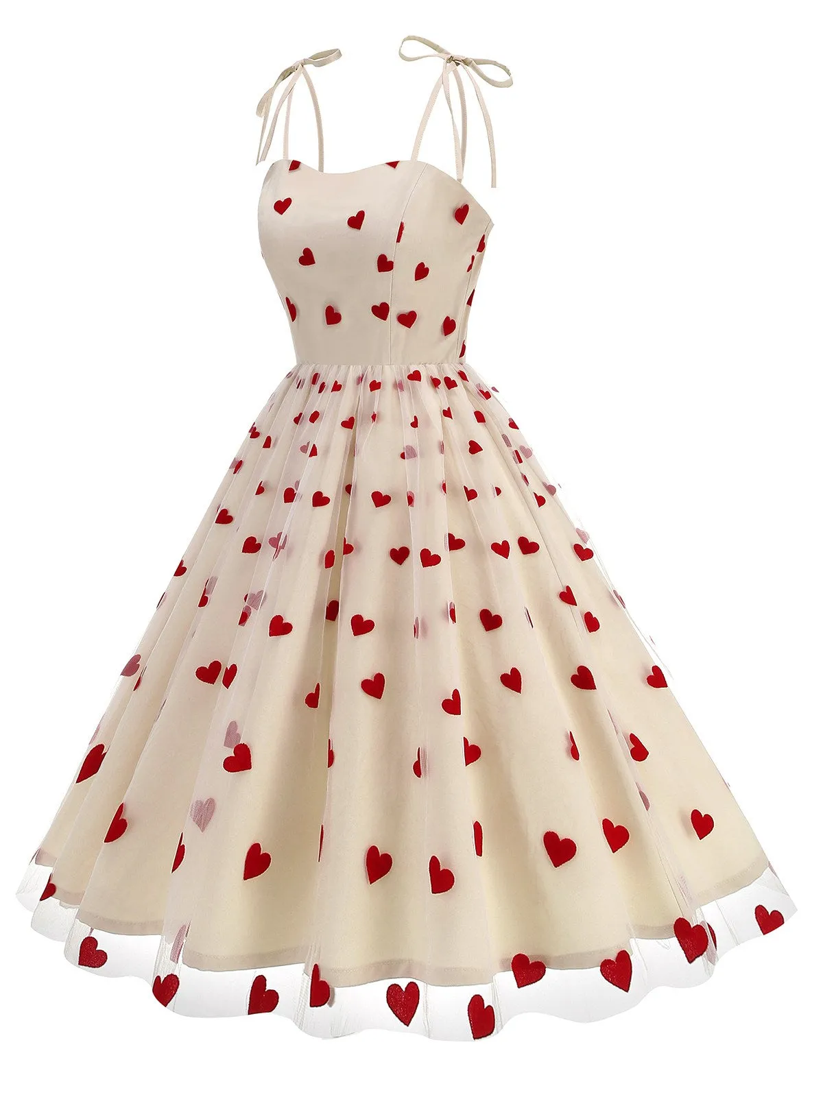 1950s Red Heart Mesh Patchwork Suspender Dress sold by Retro Stage product image thumbnail 2