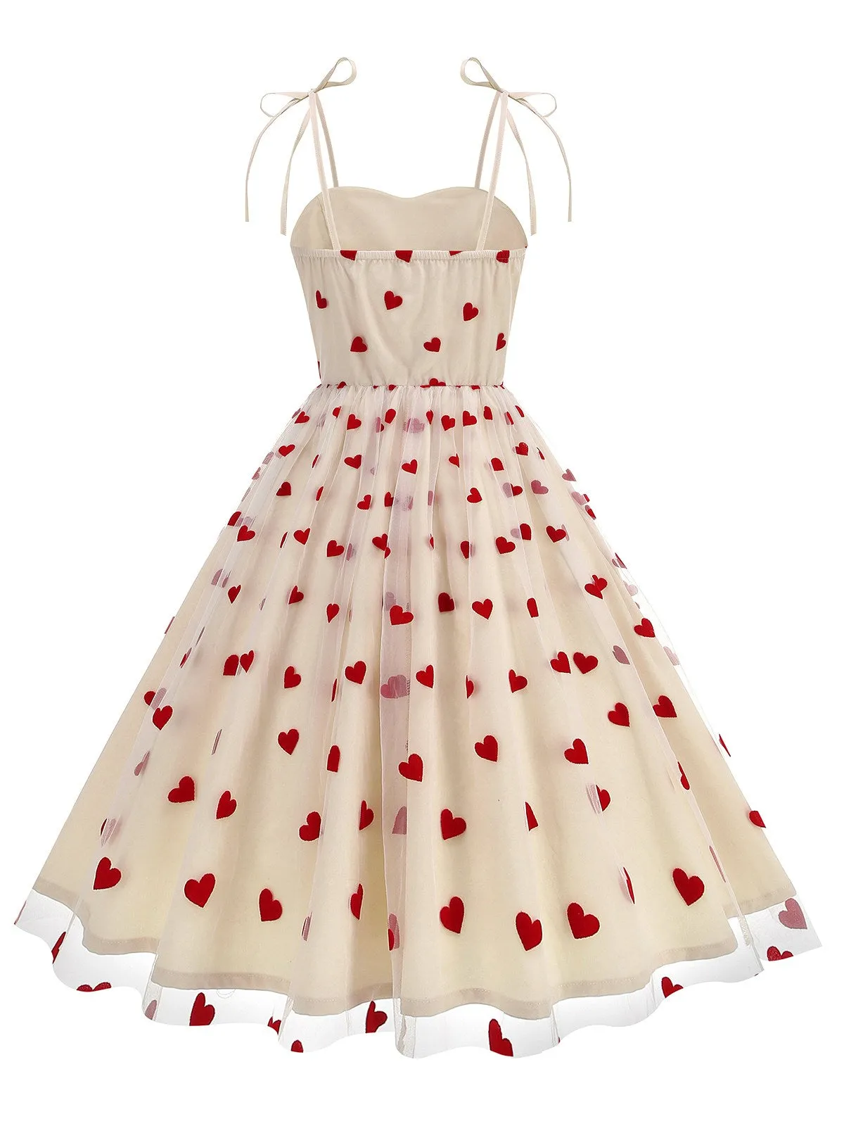 1950s Red Heart Mesh Patchwork Suspender Dress sold by Retro Stage product image thumbnail 3