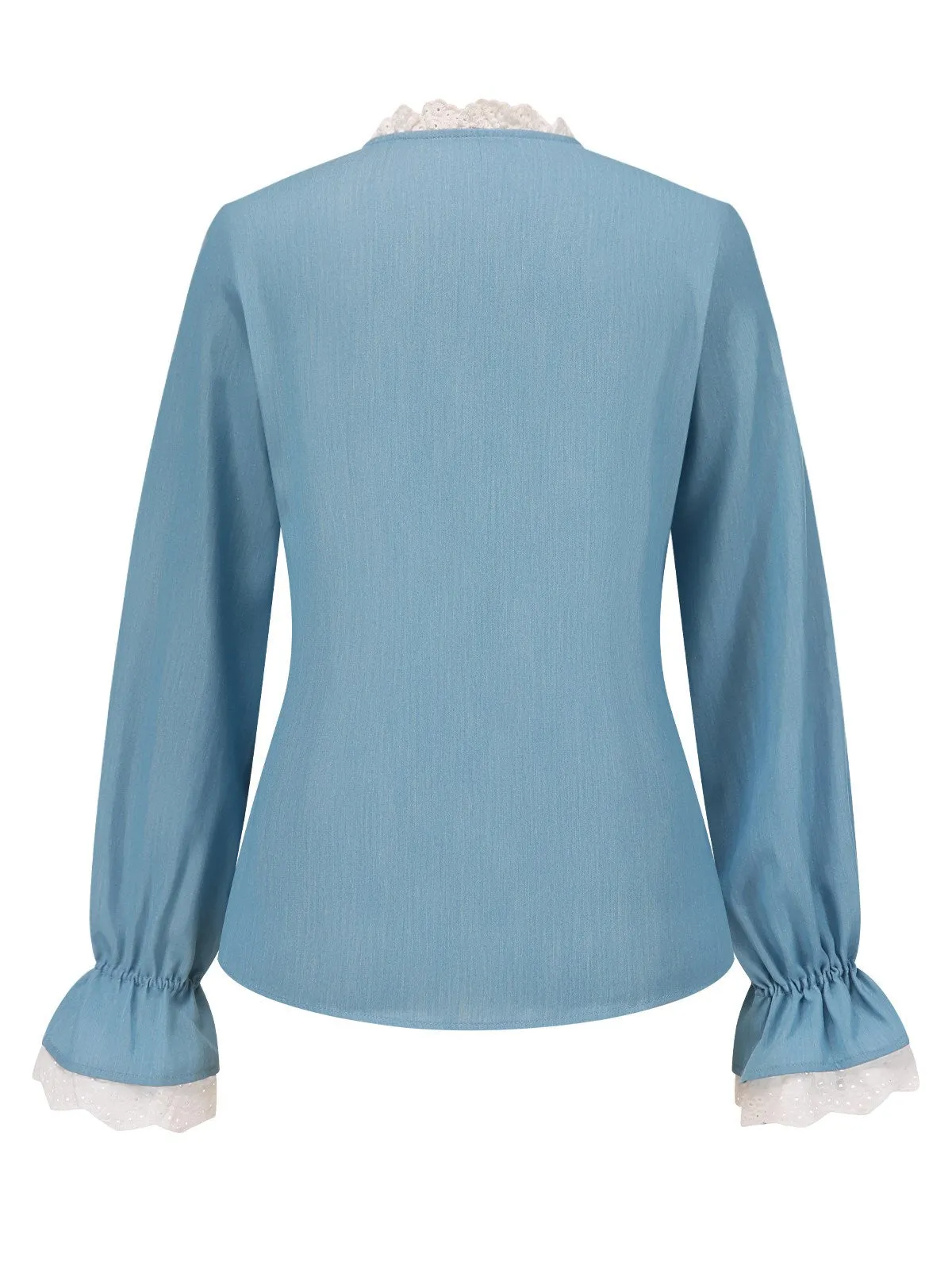 Blue 1950s Lace Trim Buttoned Blouse sold by Retro Stage product image thumbnail 2