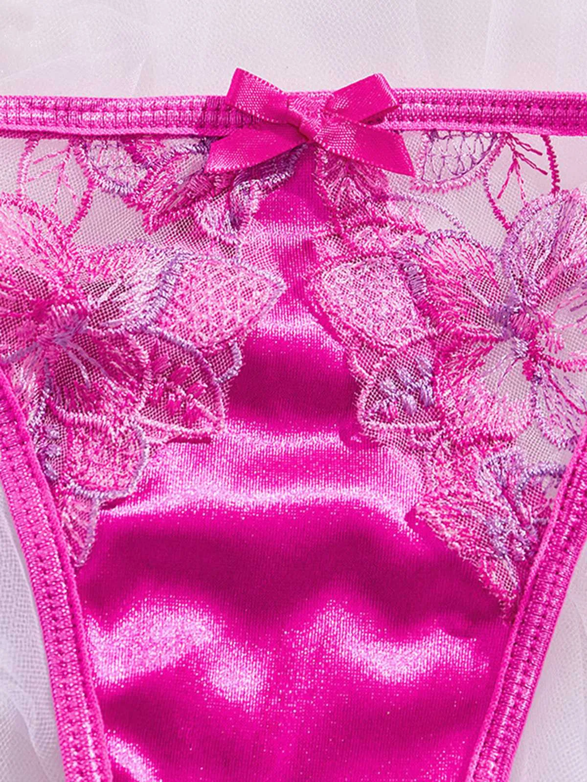 2PCS Rose Red 1950s Lace Satin Lingerie Pajamas sold by Retro Stage product image thumbnail 3