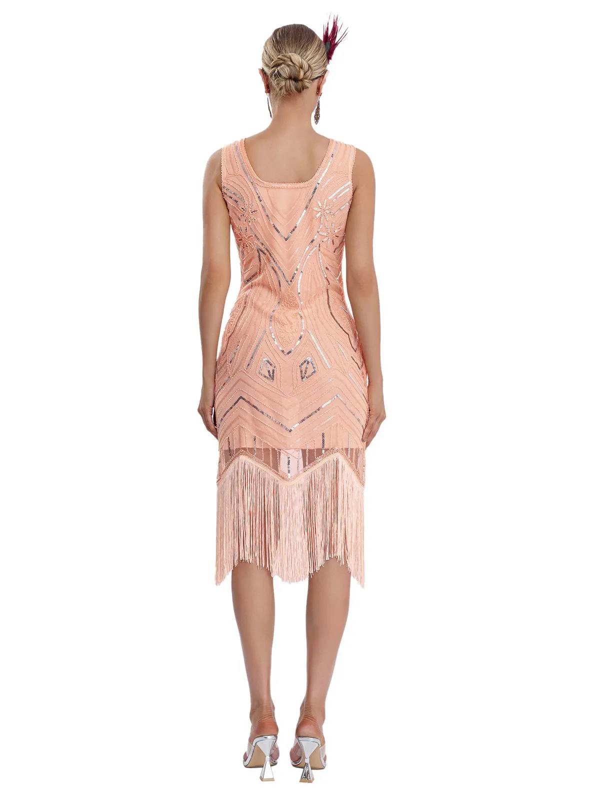 1920s Sequined Sleeveless Fringed Hem Dress sold by Retro Stage product image thumbnail 5