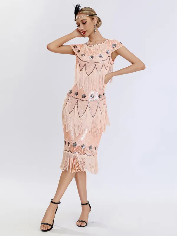 1920s Charleston Sequins Tassel Patchwork Dress sold by Retro Stage