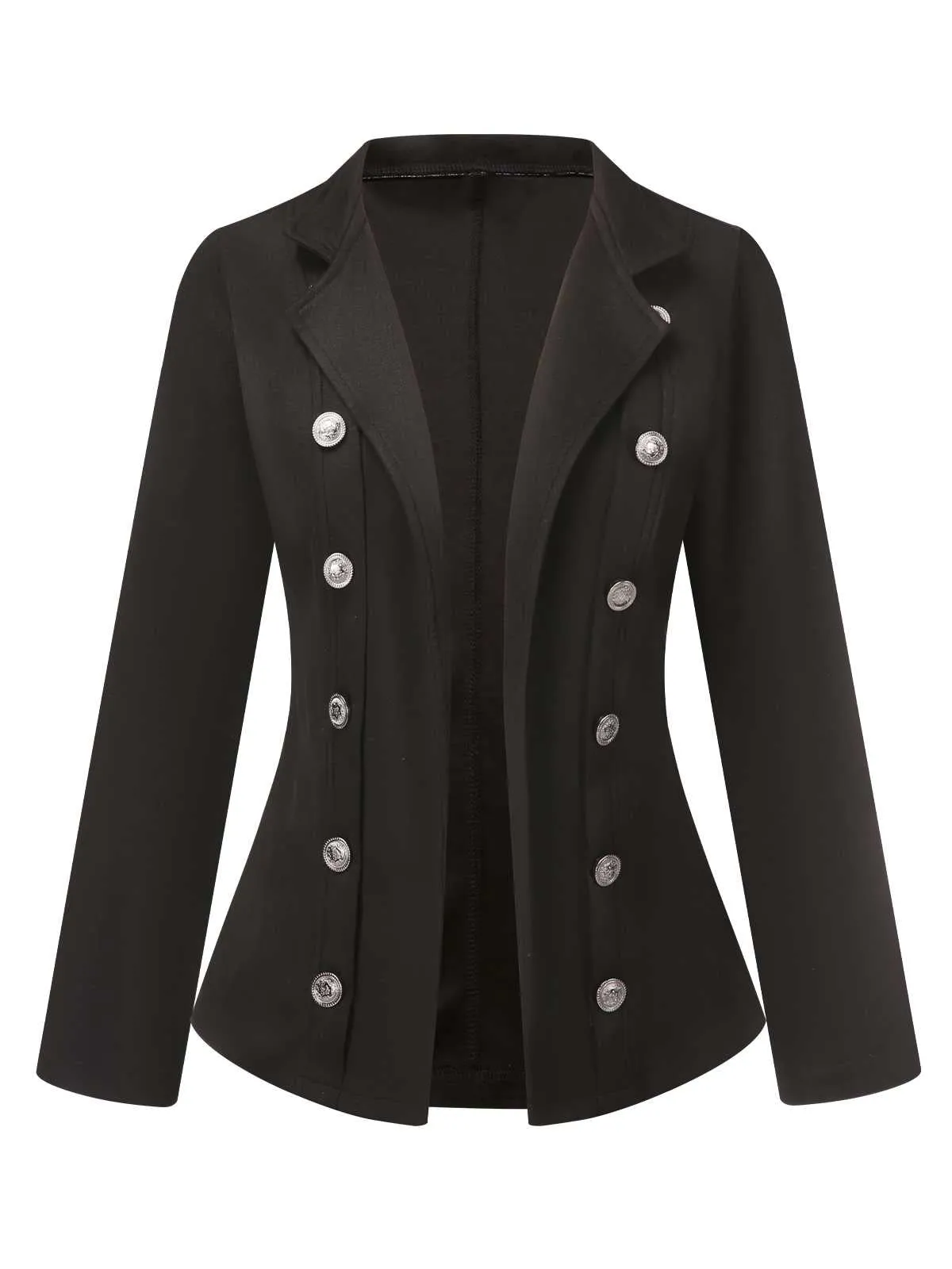 Black 1950s Silver Buttons Solid Coat sold by Retro Stage