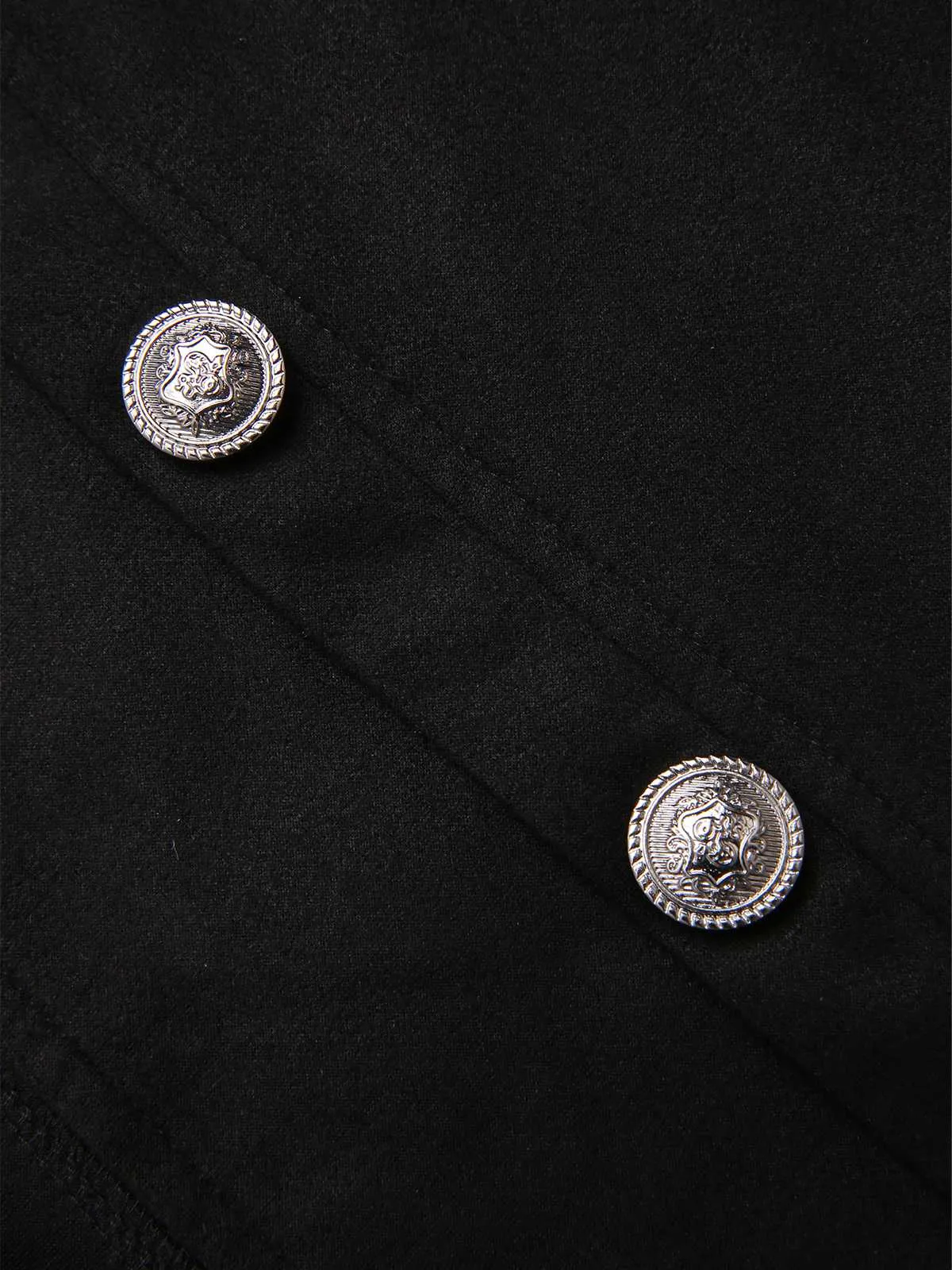 Black 1950s Silver Buttons Solid Coat sold by Retro Stage product image thumbnail 3