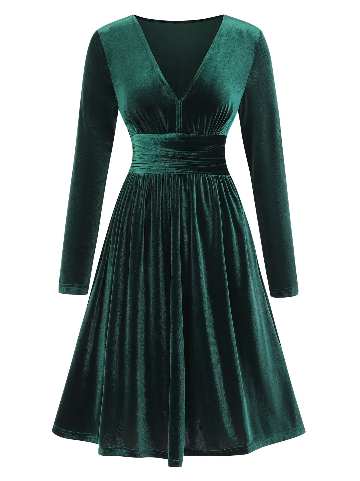 1940s V-Neck Solid A-line Velvet Dress sold by Retro Stage product image thumbnail 5
