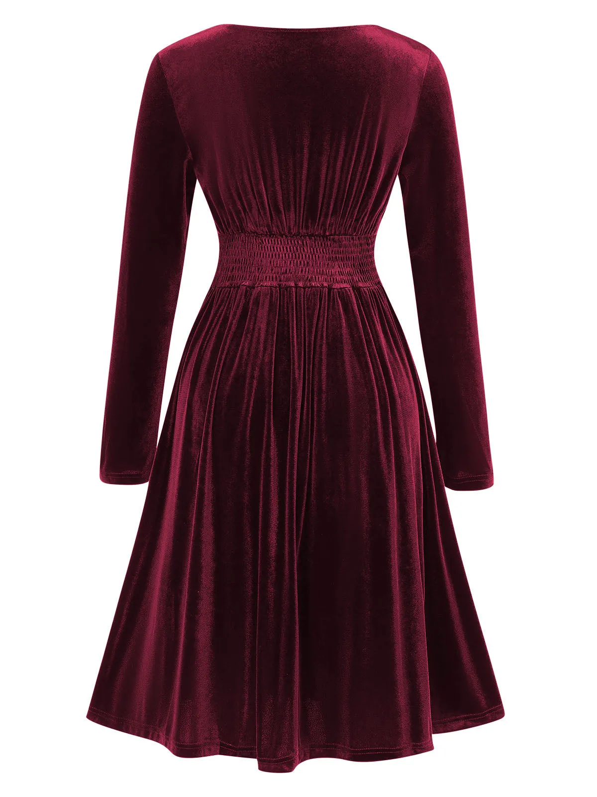 1940s V-Neck Solid A-line Velvet Dress sold by Retro Stage product image thumbnail 3