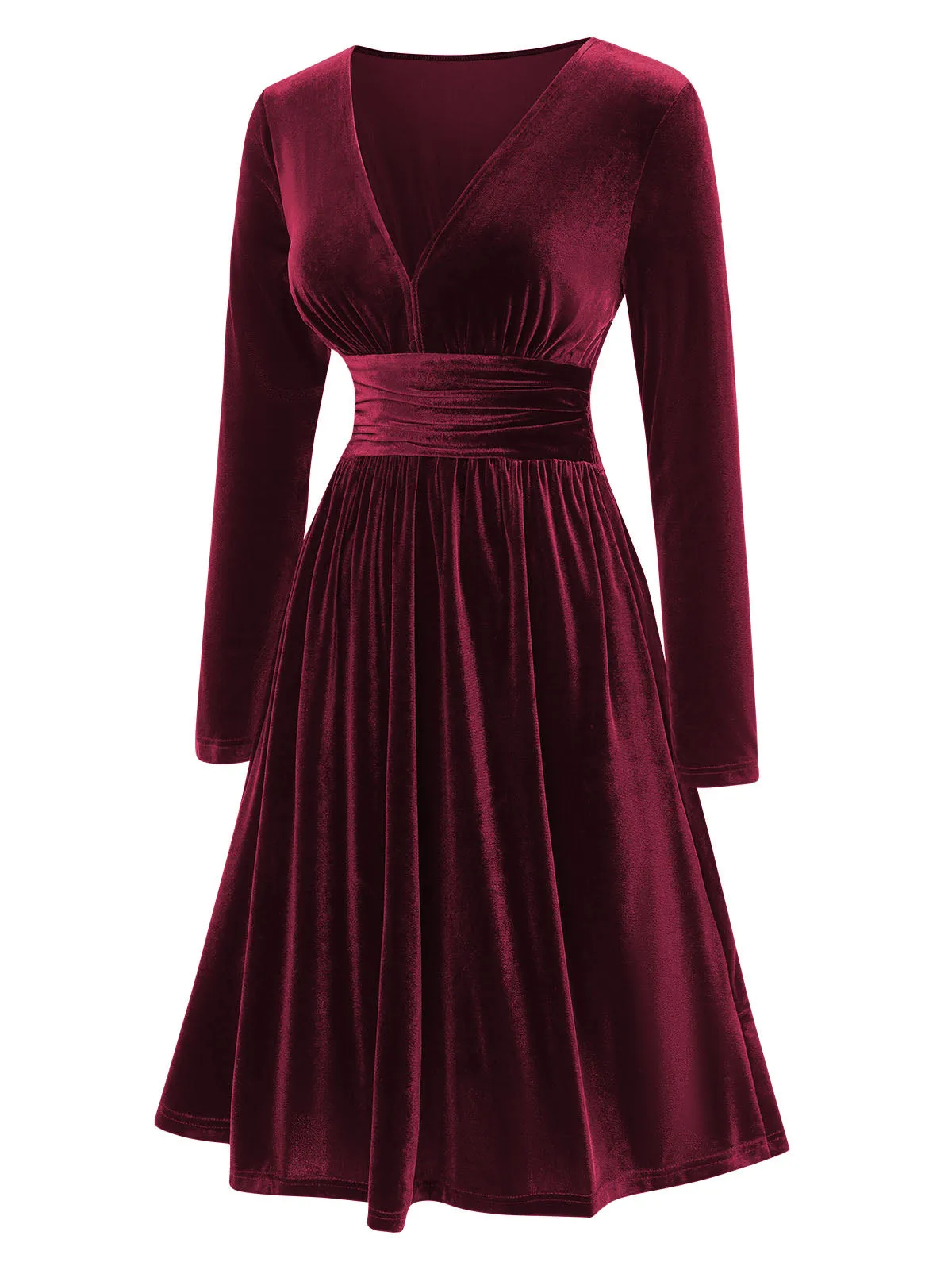 1940s V-Neck Solid A-line Velvet Dress sold by Retro Stage product image thumbnail 2