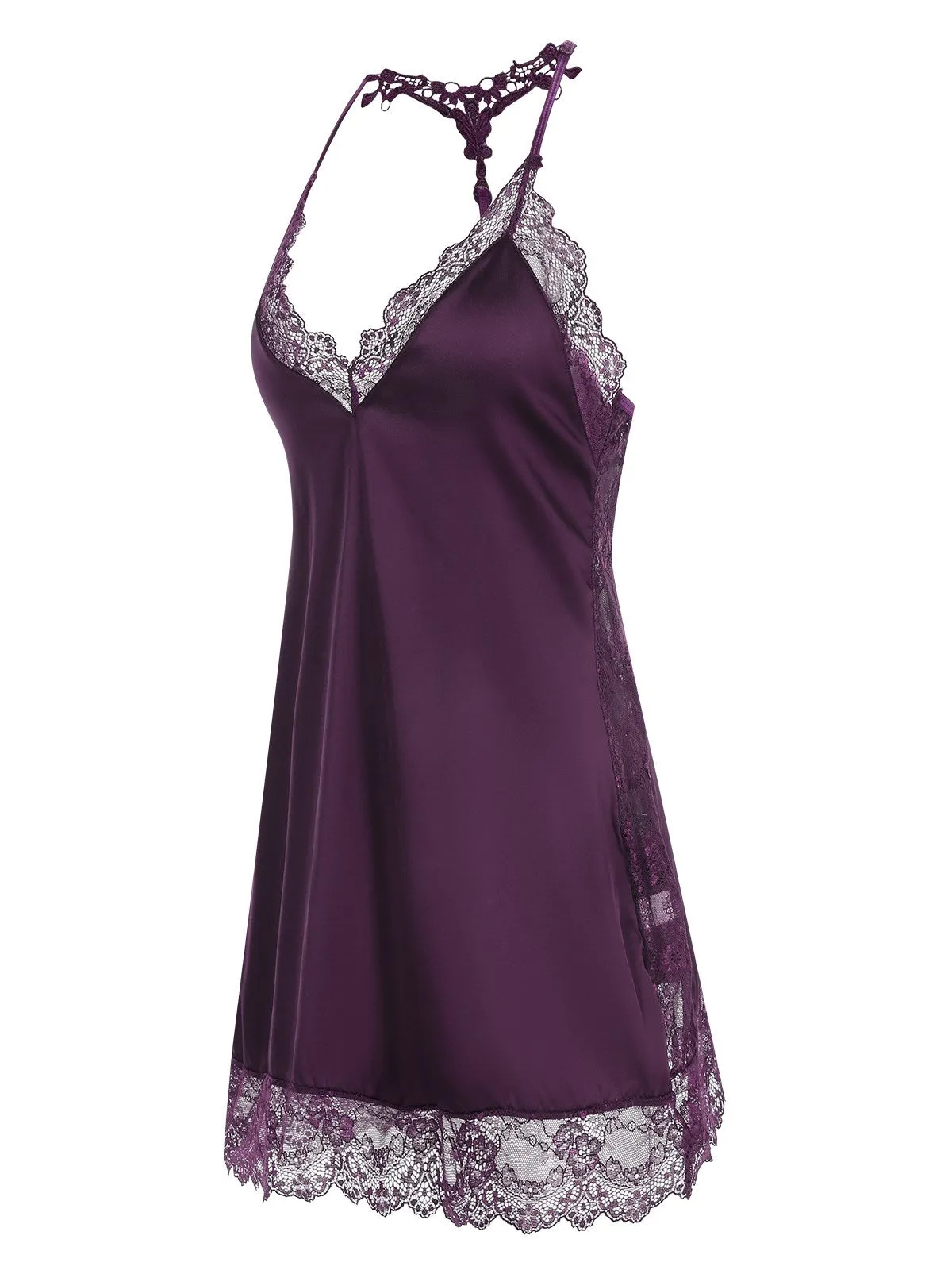 1970s Lace Patchwork Spaghetti Straps Nightgown sold by Retro Stage product image thumbnail 2