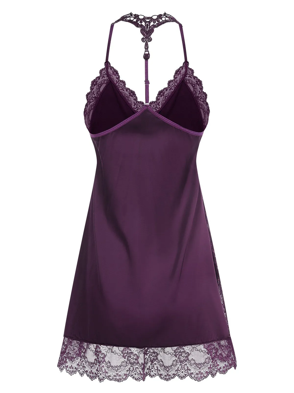 1970s Lace Patchwork Spaghetti Straps Nightgown sold by Retro Stage product image thumbnail 3