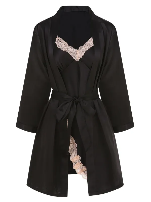 2PCS 1970s Lace Suspender Nightdress & Robe sold by Retro Stage