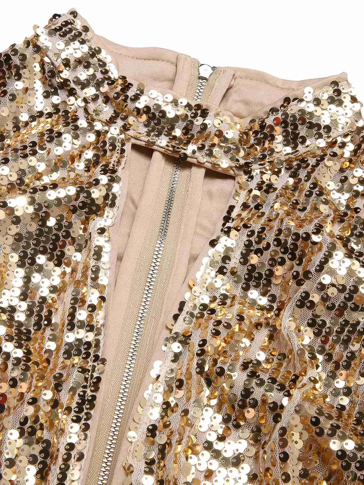 Champagne 1930s Keyhole Sequined Maxi Dress sold by Retro Stage product image thumbnail 5