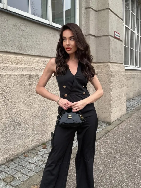 Pink 1950s Sleeveless Buttoned Solid Jumpsuit sold by Retro Stage