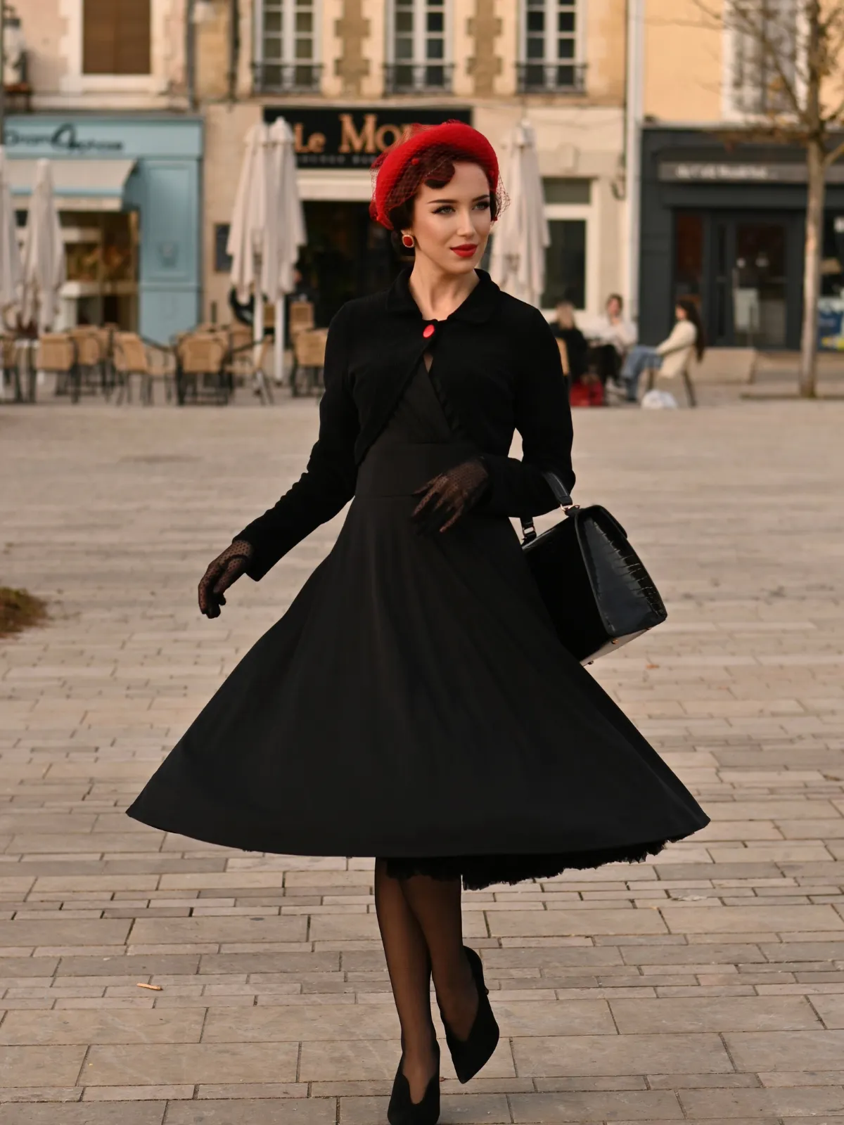 Black 1950s Textured Knitted Crop Jacket sold by Retro Stage