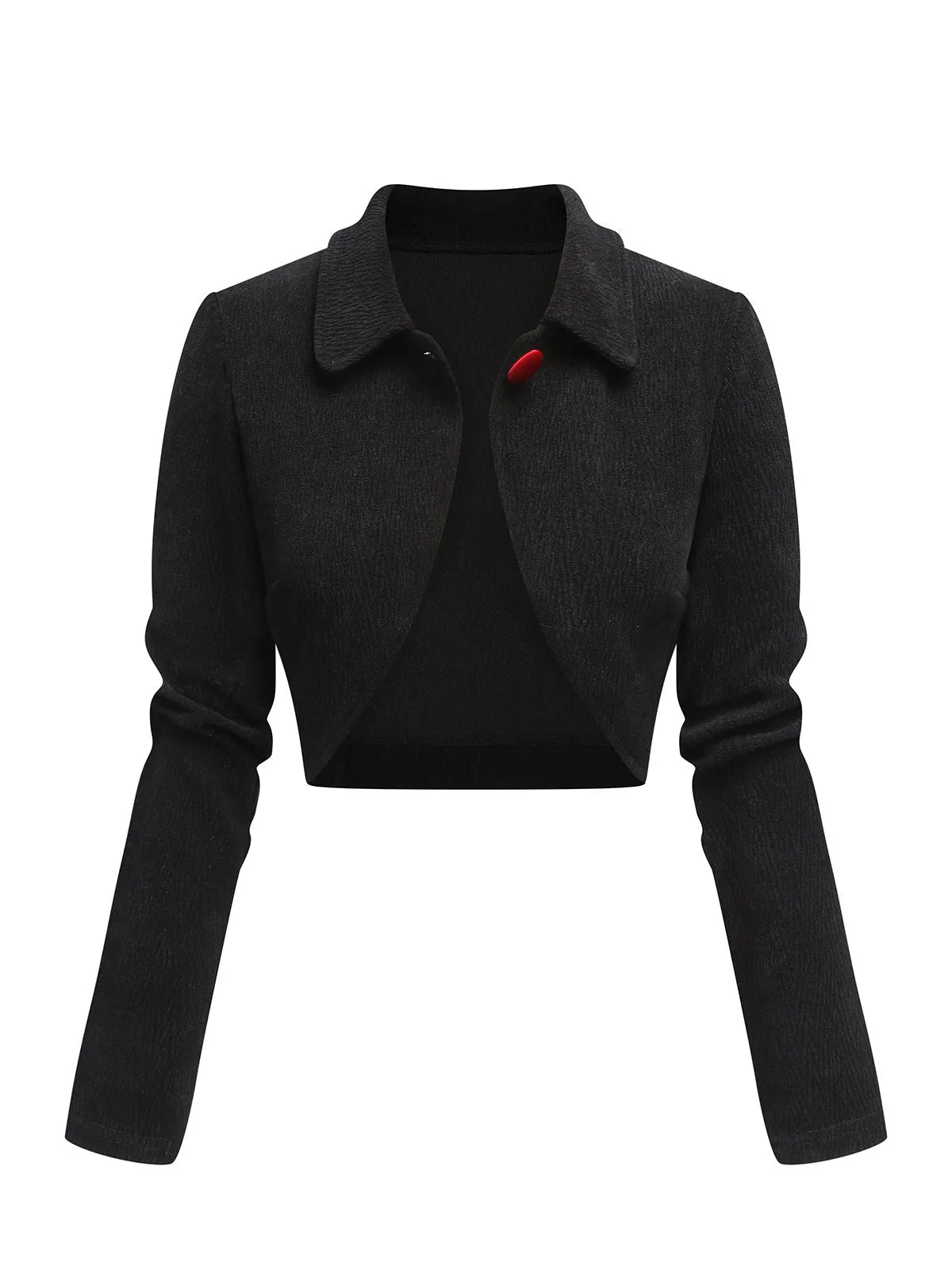 Black 1950s Textured Knitted Crop Jacket sold by Retro Stage product image thumbnail 3