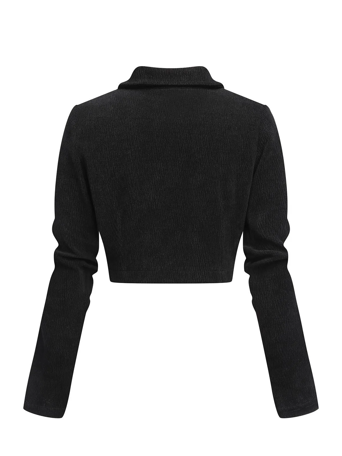 Black 1950s Textured Knitted Crop Jacket sold by Retro Stage product image thumbnail 5