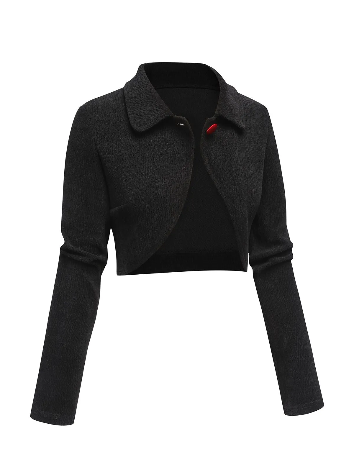 Black 1950s Textured Knitted Crop Jacket sold by Retro Stage product image thumbnail 4