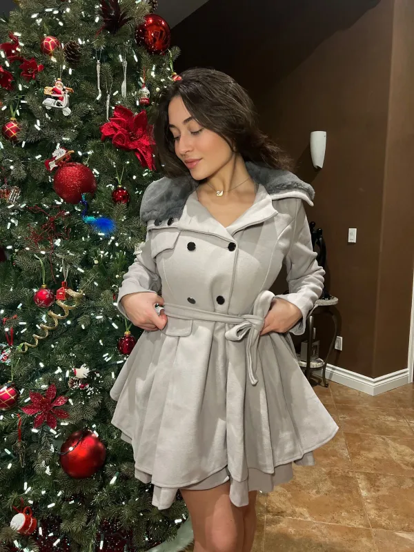 1950s Fur Collar Waisted Winter Coat sold by Retro Stage