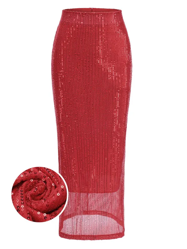 1930s Solid Sequined Split Long Skirt sold by Retro Stage