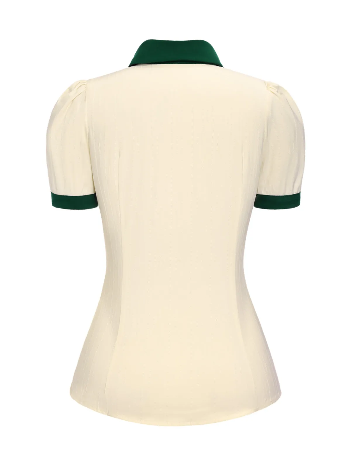 Cream Color 1950s Lapel Button Blouse sold by Retro Stage product image thumbnail 4