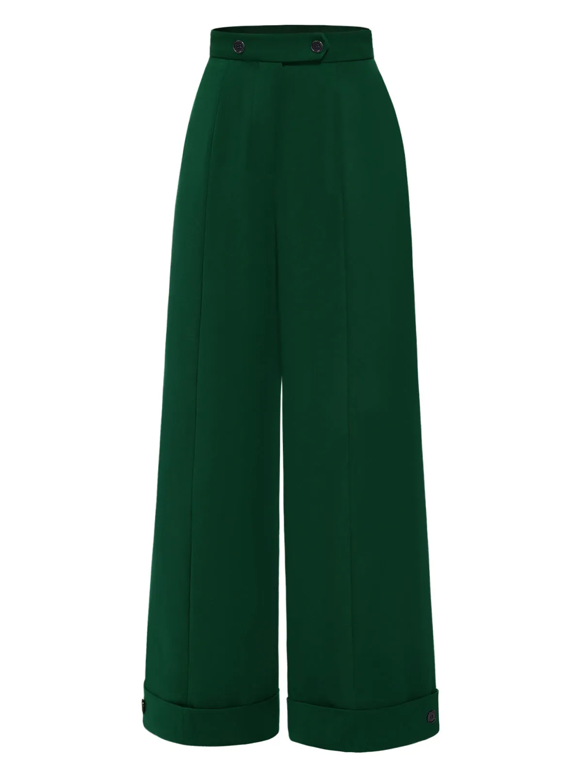Green 1950s High-Waisted Wide-Leg Pants sold by Retro Stage product image thumbnail 3
