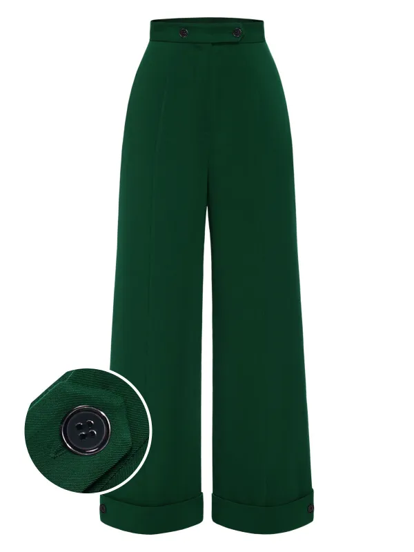 Green 1950s High-Waisted Wide-Leg Pants sold by Retro Stage