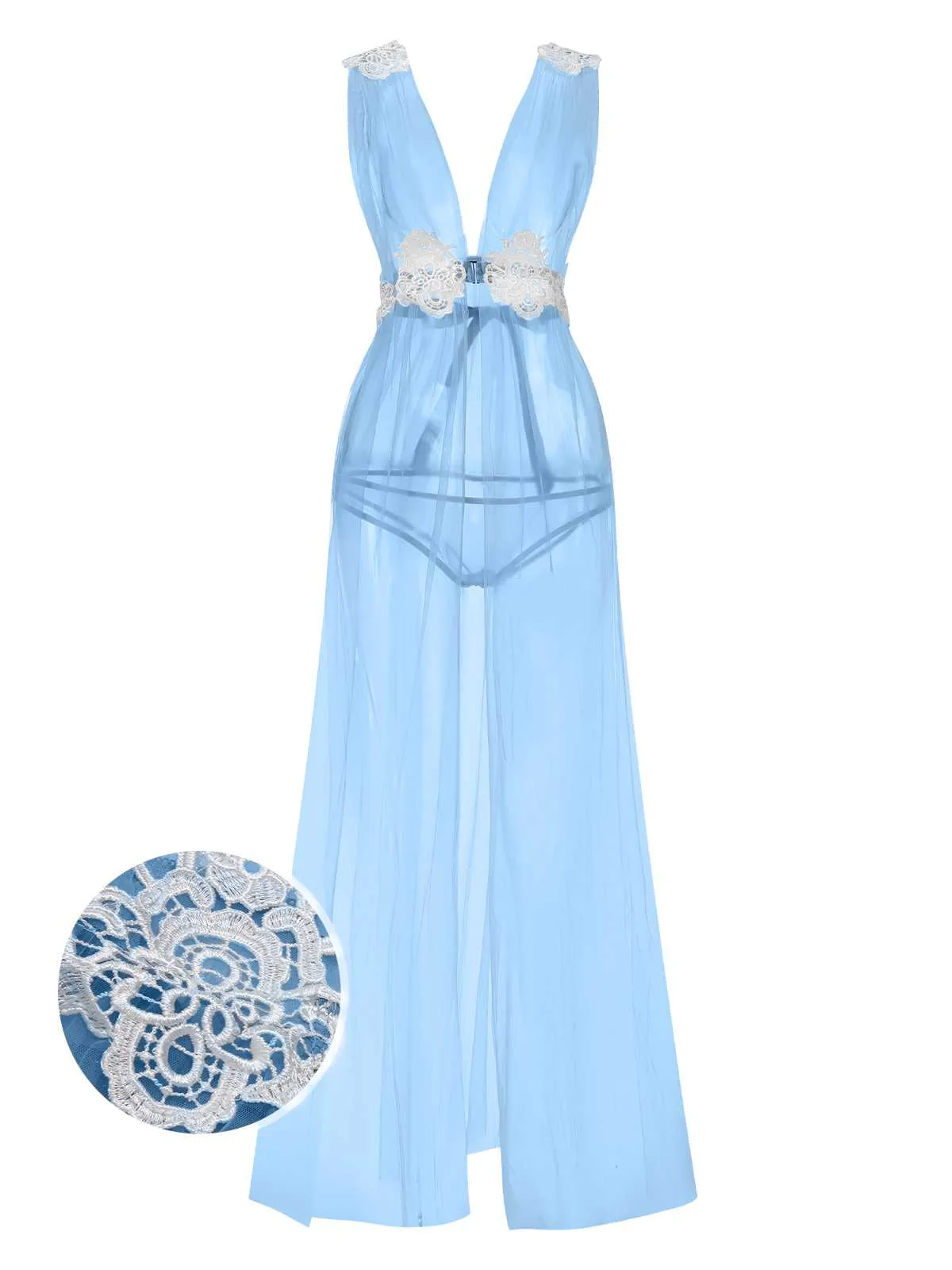 1970s Sheer Lace Mesh Nightgown sold by Retro Stage product image thumbnail 4