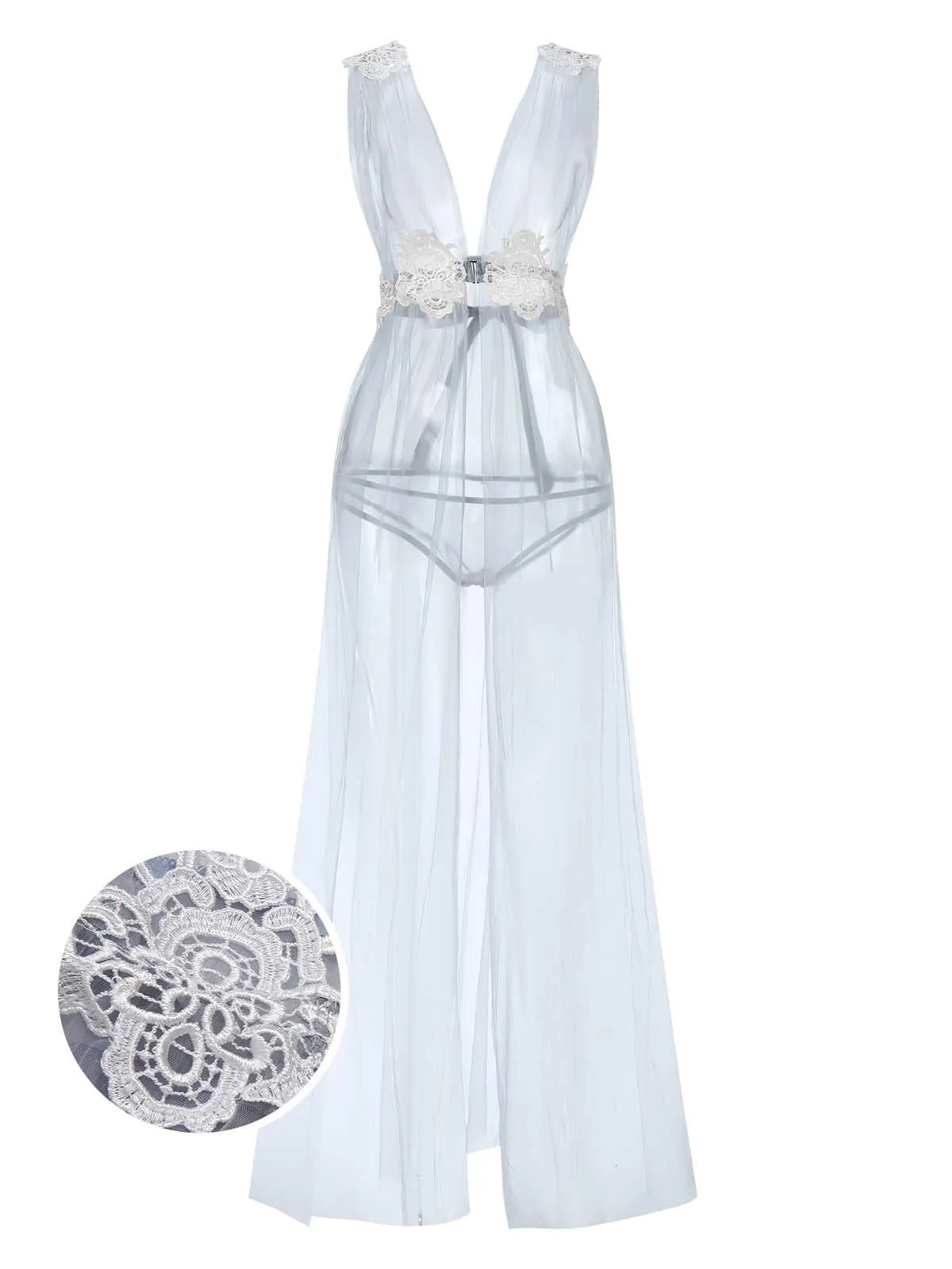 1970s Sheer Lace Mesh Nightgown sold by Retro Stage