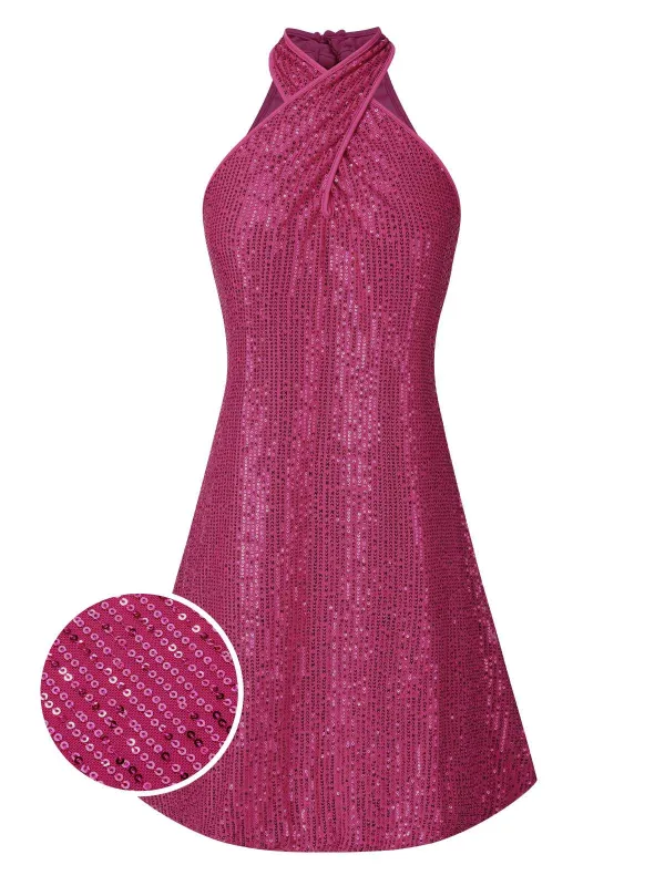 1980s Halter Off-Shoulder Sequined Dress sold by Retro Stage