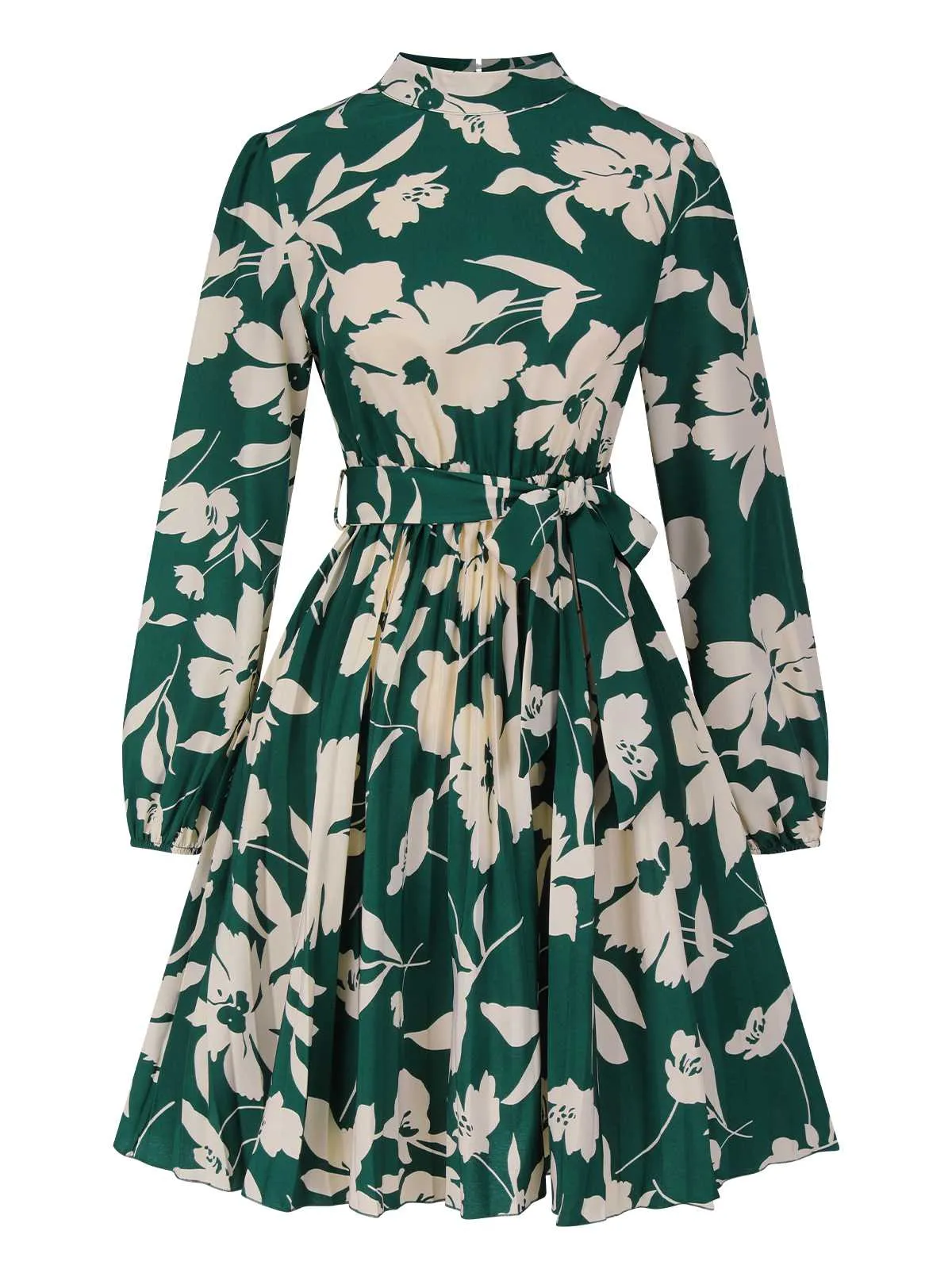 1940s Floral Belted Pleated Dress sold by Retro Stage product image thumbnail 2