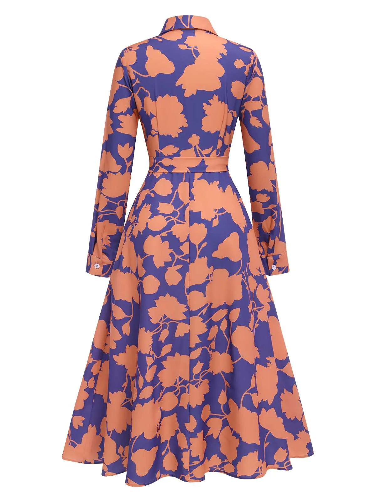 1940s Shirt Neck Floral Belted Dress sold by Retro Stage product image thumbnail 3