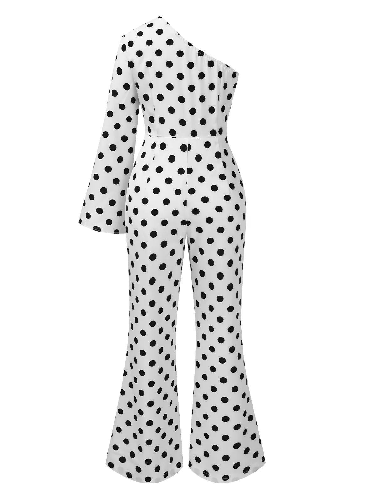 White 1970s Sloping Shoulders Polka Dot Jumpsuit sold by Retro Stage product image thumbnail 2
