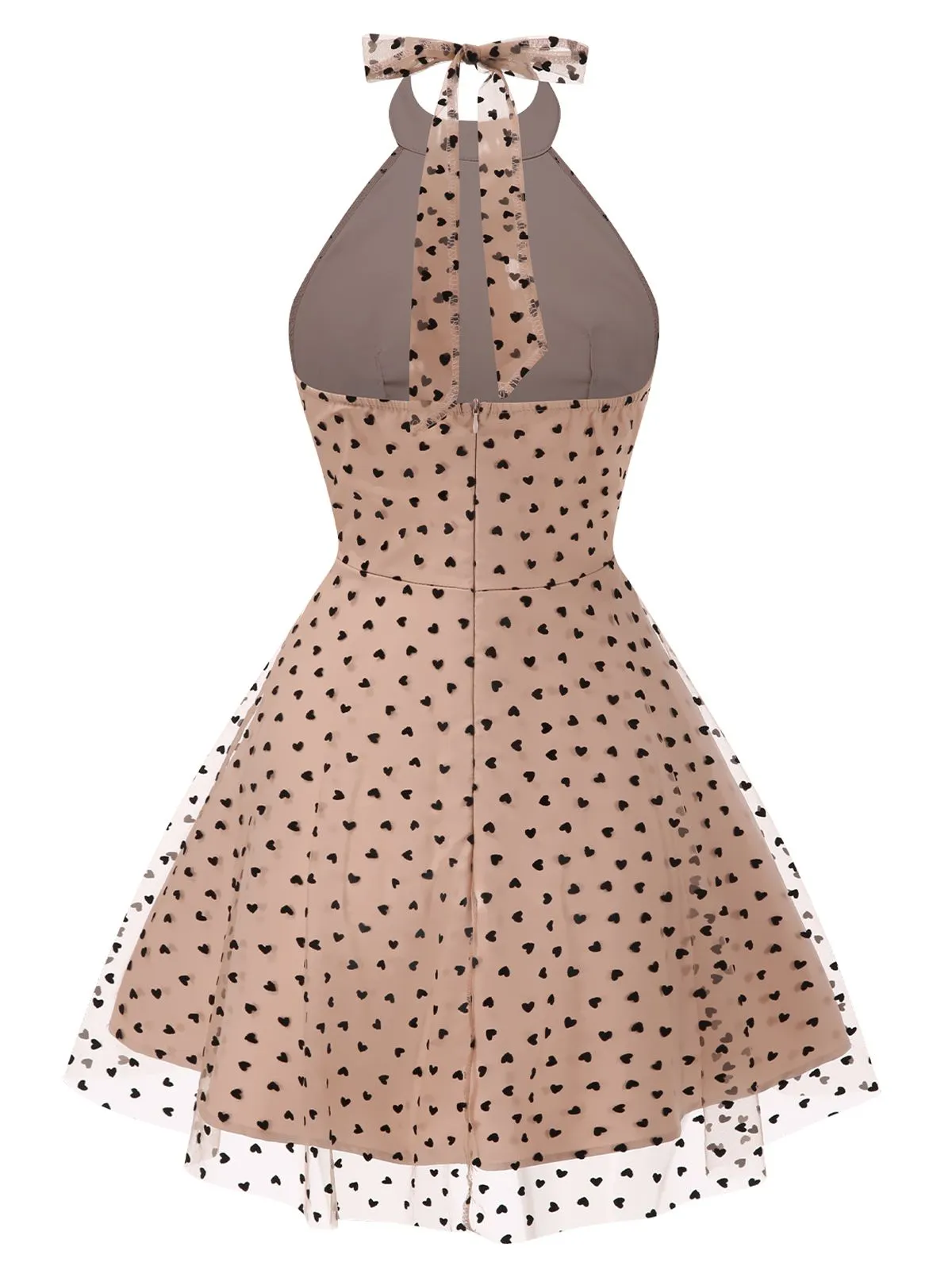 Beige 1940s Heart Mesh Halterneck Dress sold by Retro Stage product image thumbnail 3