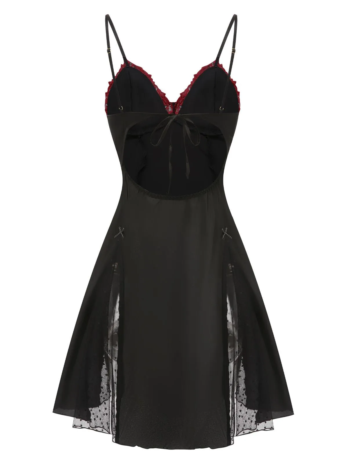 Black 1940s Embroidered Satin Lace Nightdress sold by Retro Stage product image thumbnail 3