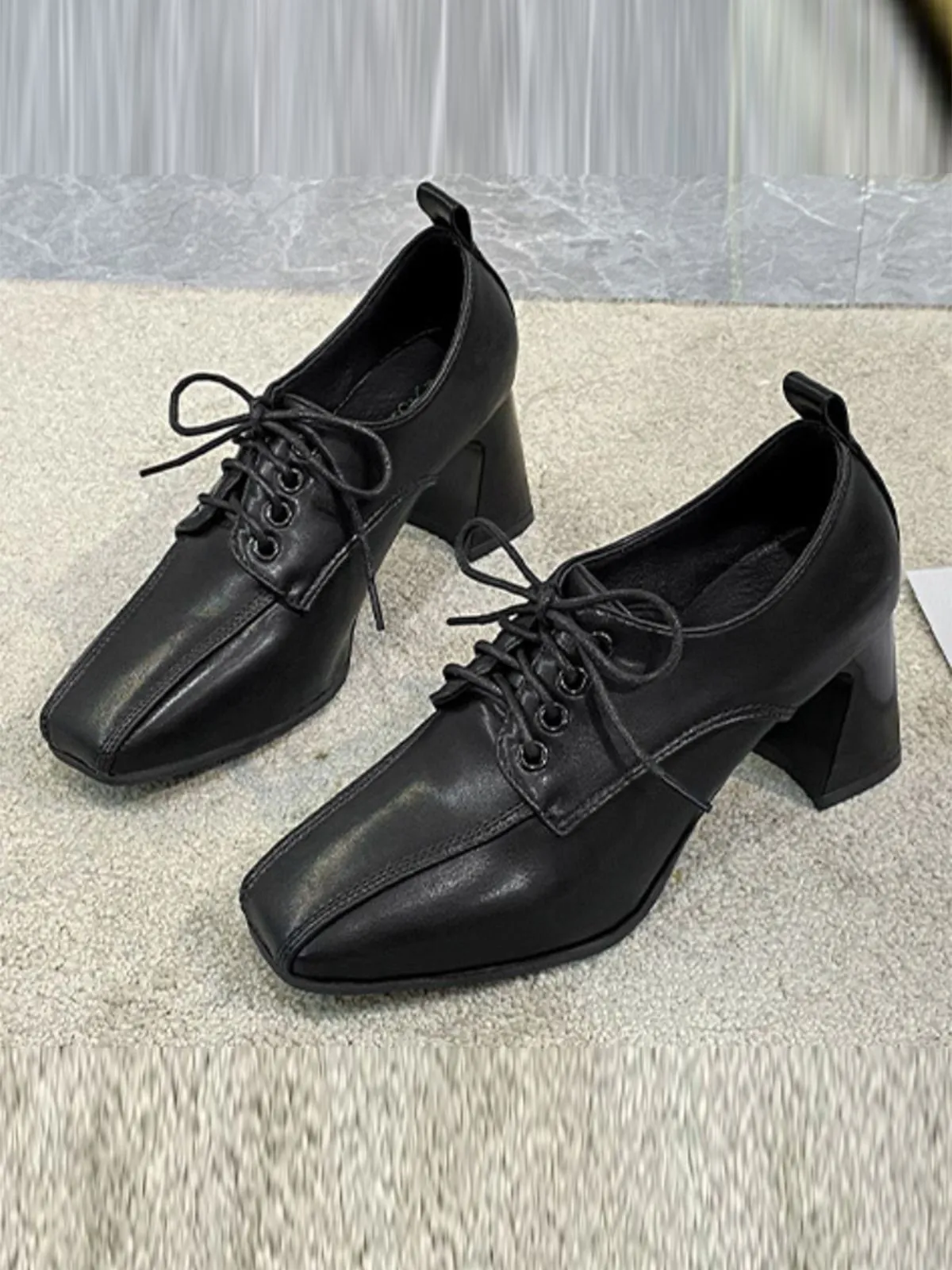 Vintage Leather Pointed Lace-Up High Heels sold by Retro Stage product image thumbnail 4