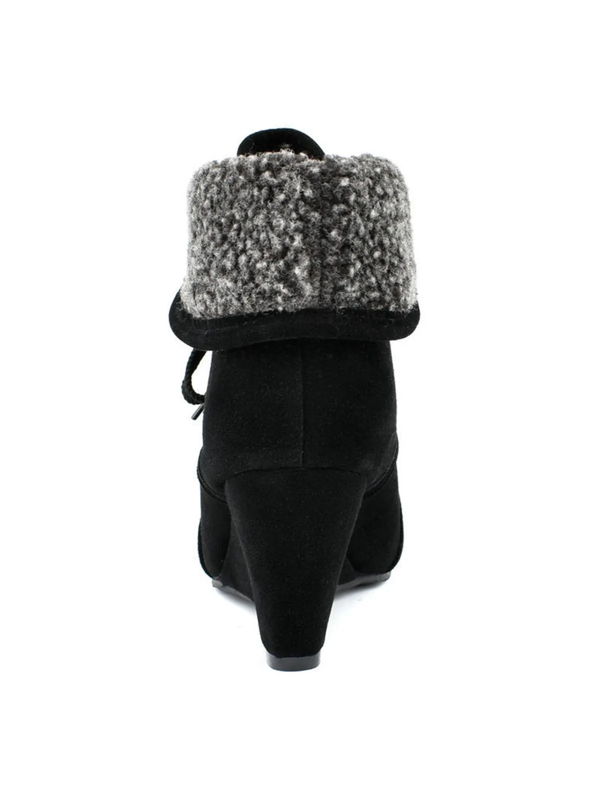 Suede Fleece Lace-Up Wedge Heel Ankle Boots sold by Retro Stage product image thumbnail 5