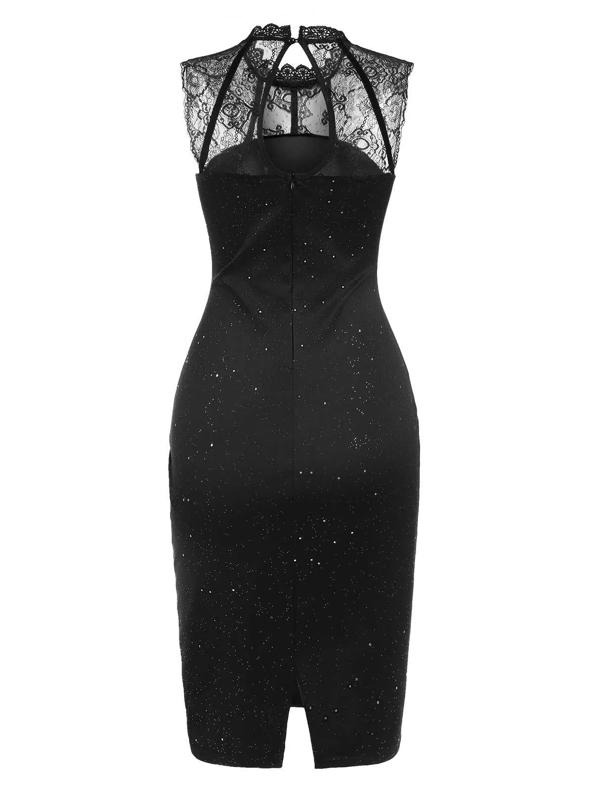 Black 1960s Lace Sleeveless Bodycon Dress sold by Retro Stage product image thumbnail 3