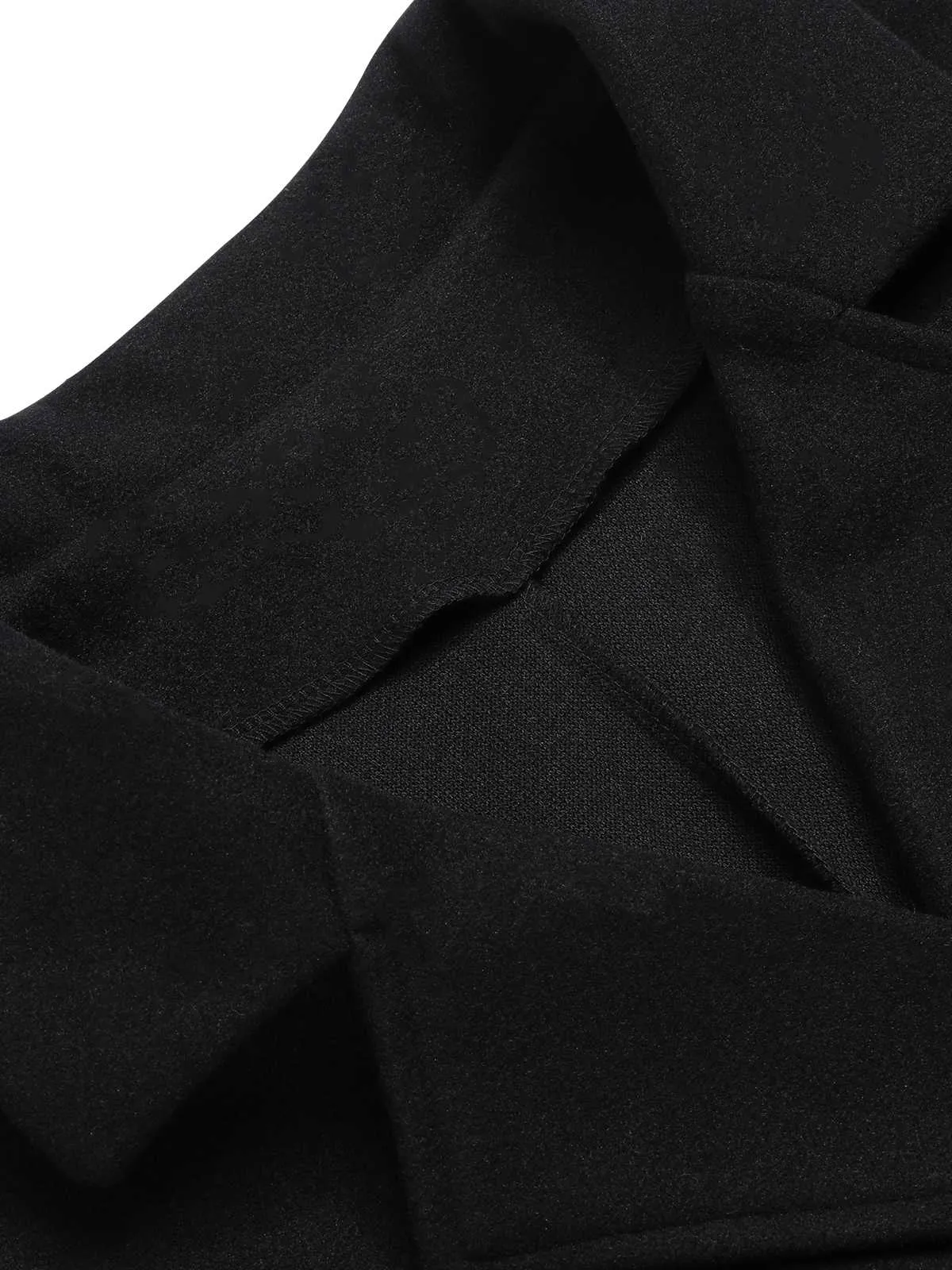 Black 1940s Double-Breasted Belted Solid Coat sold by Retro Stage product image thumbnail 4