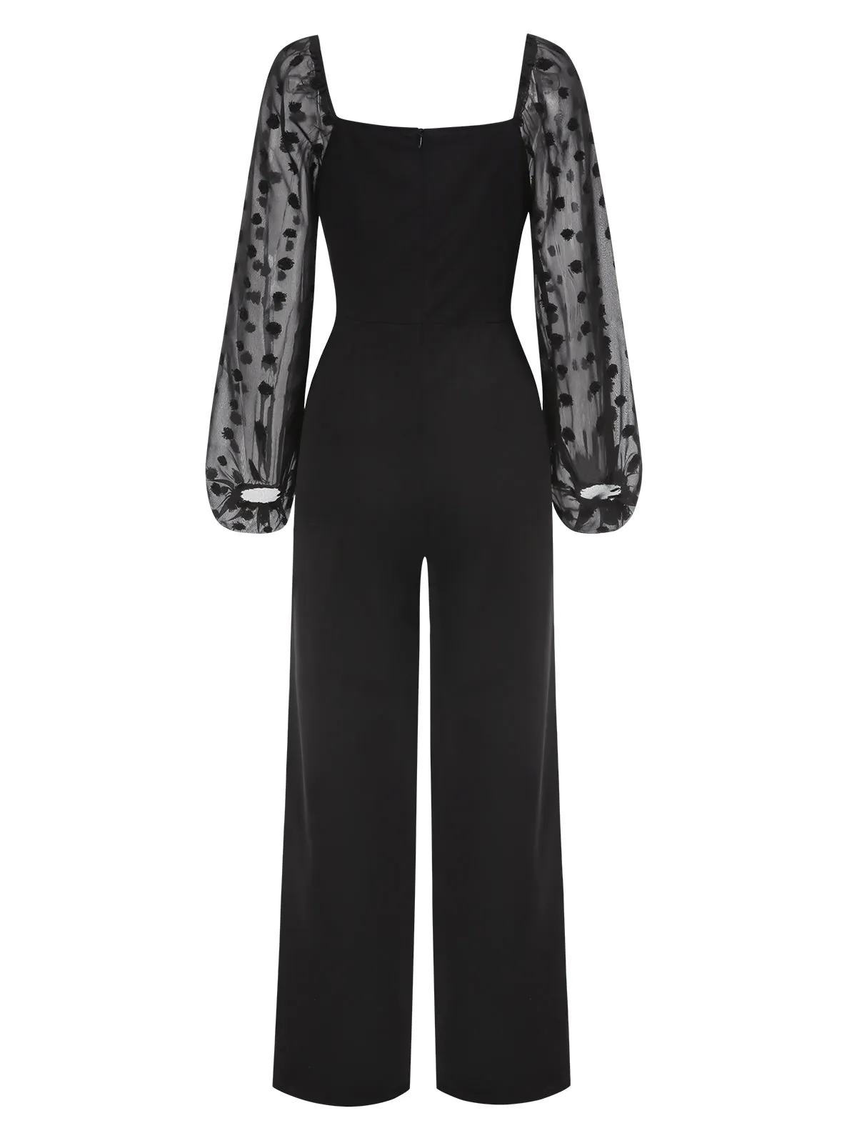 Black 1960s Flocked Square Neck Patchwork Jumpsuit sold by Retro Stage product image thumbnail 2