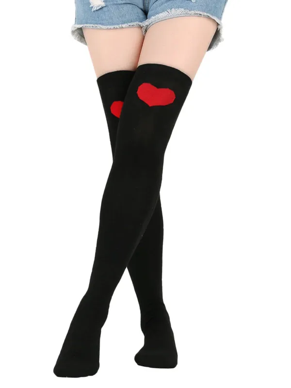 Valentine Heart Lip High-Thigh Socks sold by Retro Stage