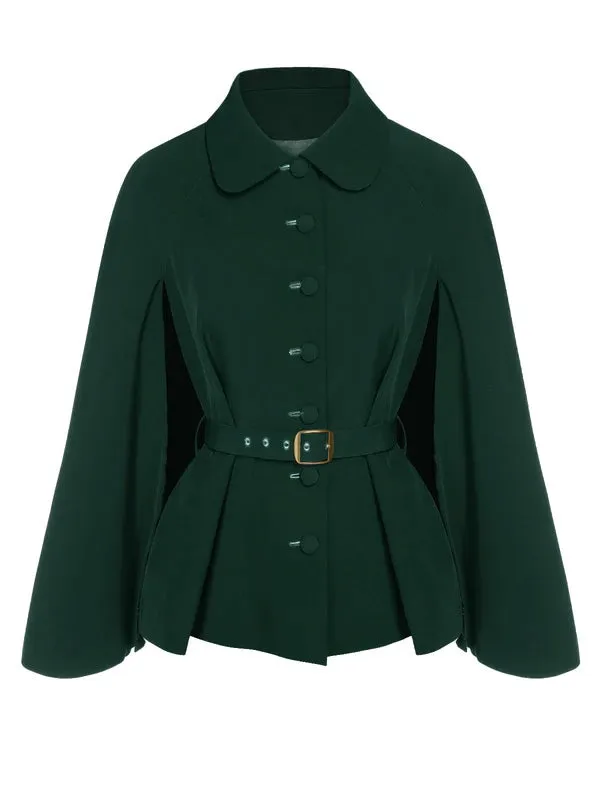 Green 1940s Lapel Cape Coat sold by Retro Stage