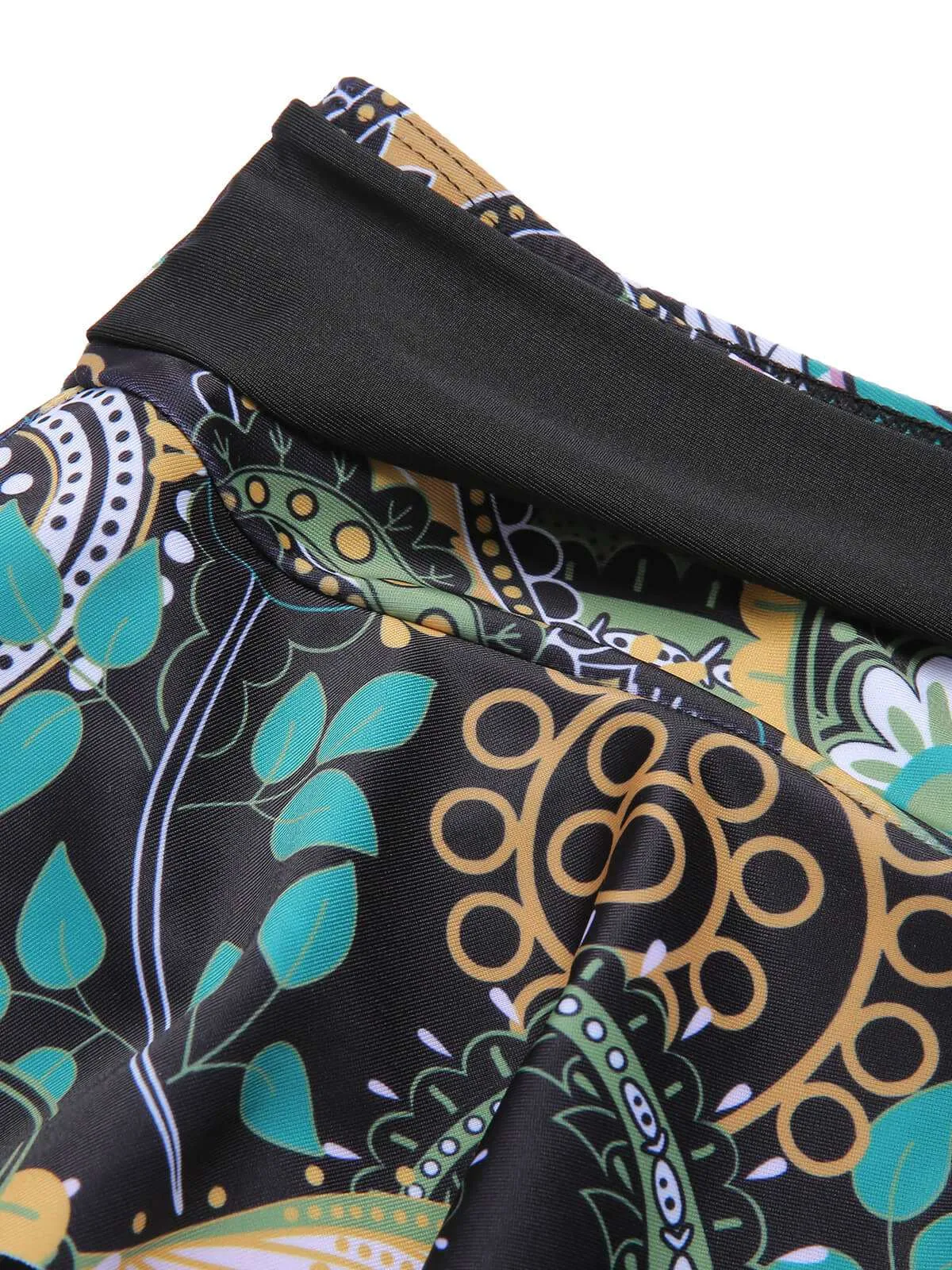 1970s Color Block Floral Halter Swimsuit sold by Retro Stage product image thumbnail 4