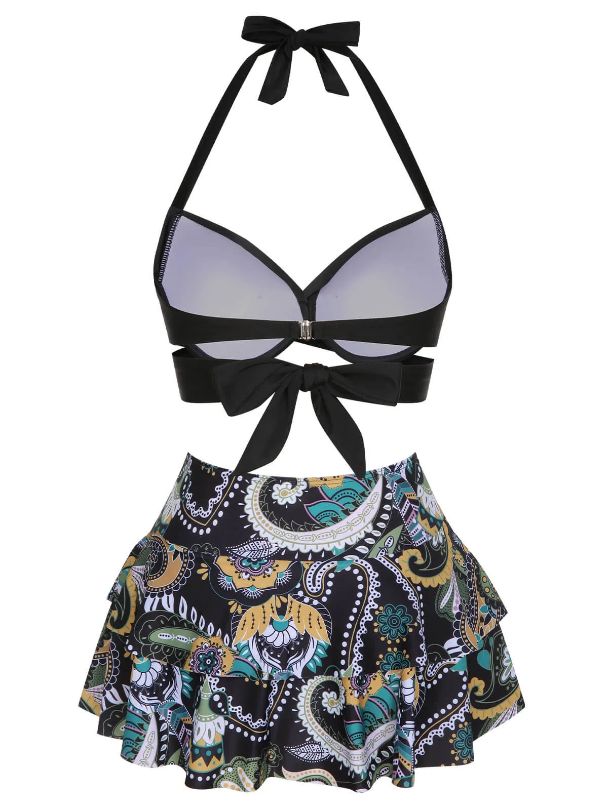 1970s Color Block Floral Halter Swimsuit sold by Retro Stage product image thumbnail 3