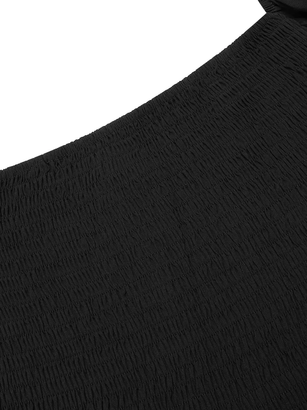 1940s Ruffle Wrap Reversible Puff Sleeve Dress sold by Retro Stage product image thumbnail 4