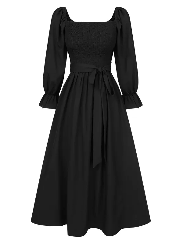 1940s Ruffle Wrap Reversible Puff Sleeve Dress sold by Retro Stage