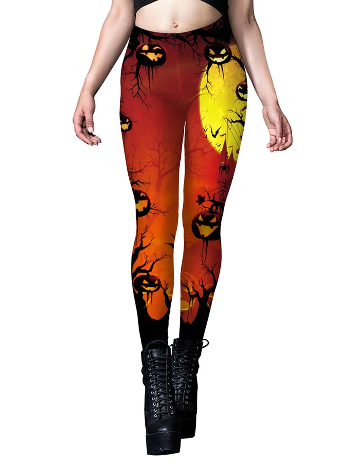 Red Halloween Pumpkin Tight Leggings sold by Retro Stage